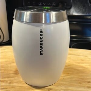 Starbucks White Food Coffee Container with Silver Lid from 2011